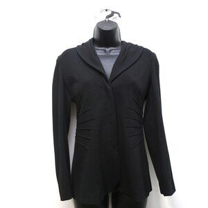 Lafayette 148 New York Classic Slim Button Black Blazer With Raised Seams